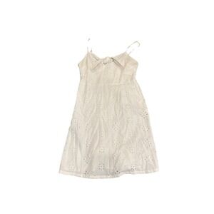 Hollister Tie Front Size Small White Eyelet Embroidered A-line Resort Vacation